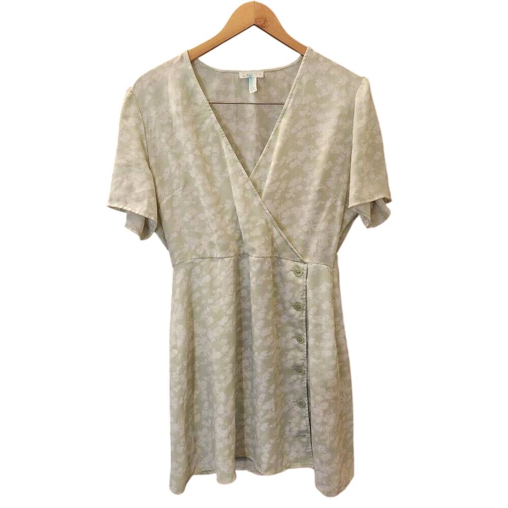 Leith Light Green Floral Mini Dress Size Large